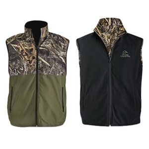 Ducks Unlimited Mossy Oak Zip-Front Reversible Vest Size XL Green Camo